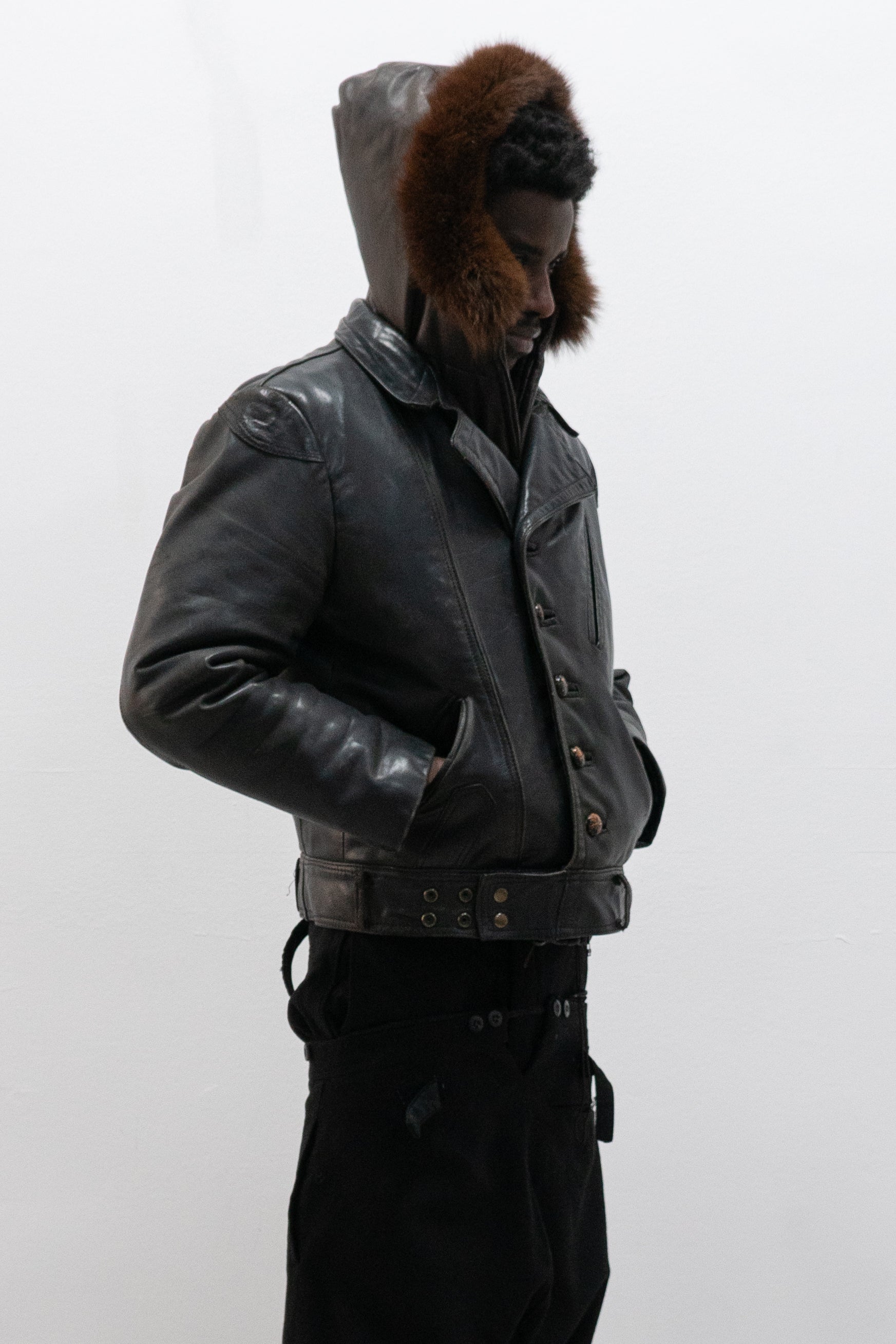1940s swedish motorcycle leather jacket