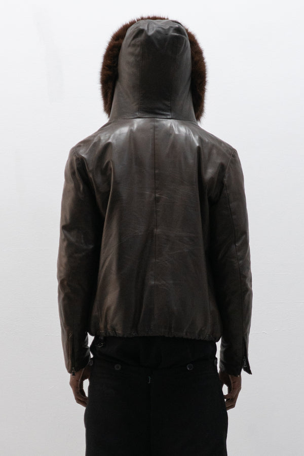 ruffo fur hooded leather jacket