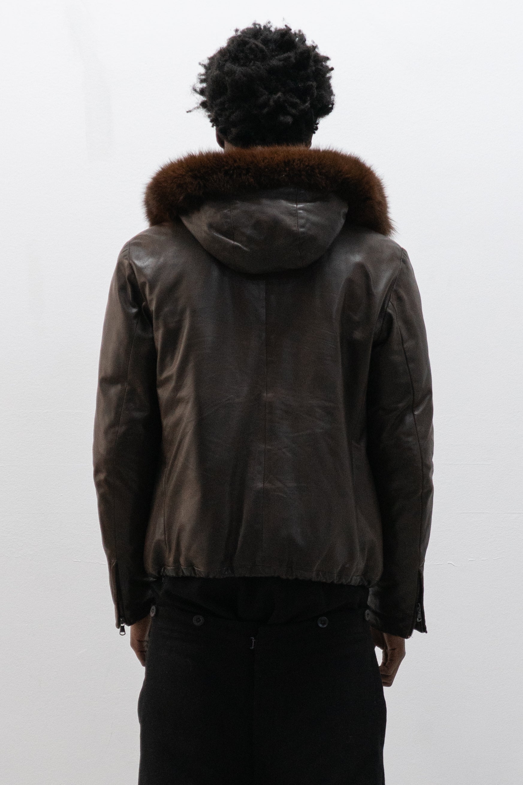 ruffo fur hooded leather jacket