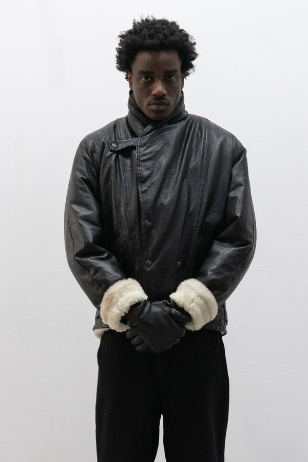 1990s italian faux leather jacket