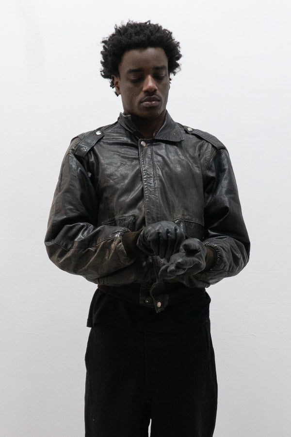 1980s french leather bomber