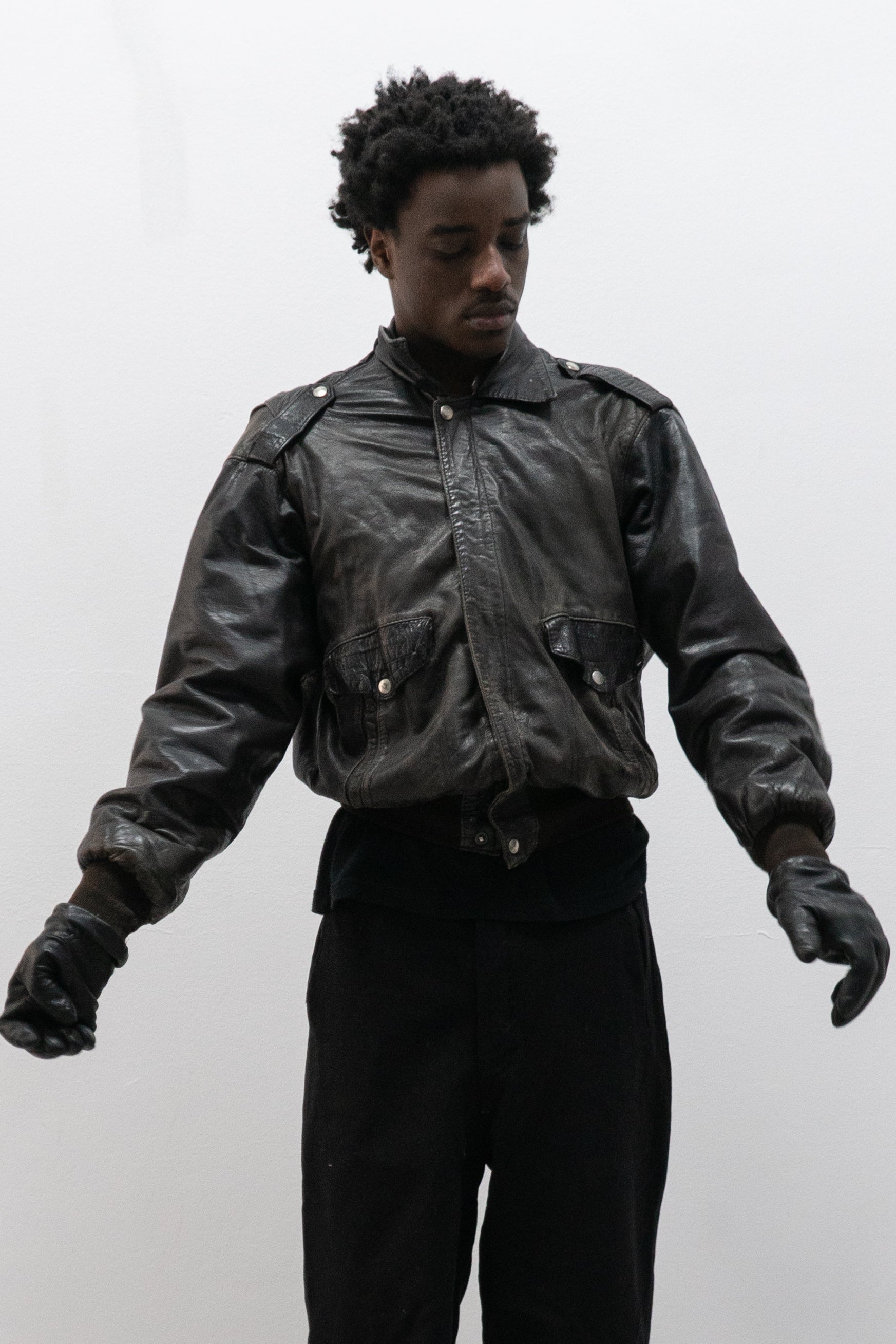 1980s french leather bomber