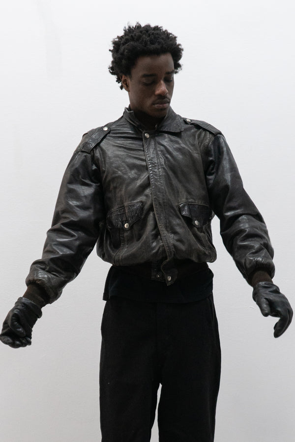 1980s french leather bomber