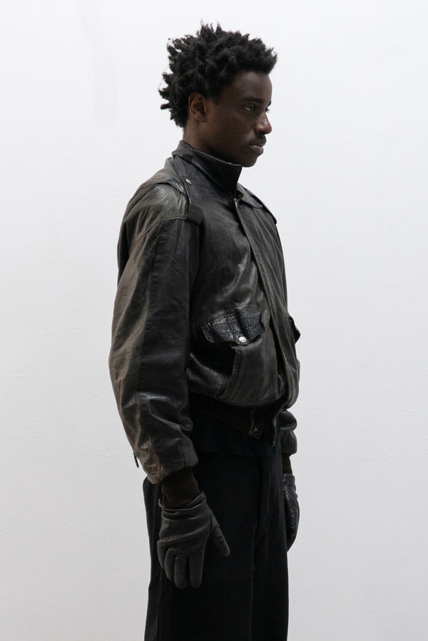 1980s french leather bomber
