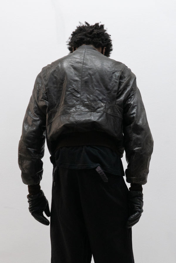 1980s french leather bomber