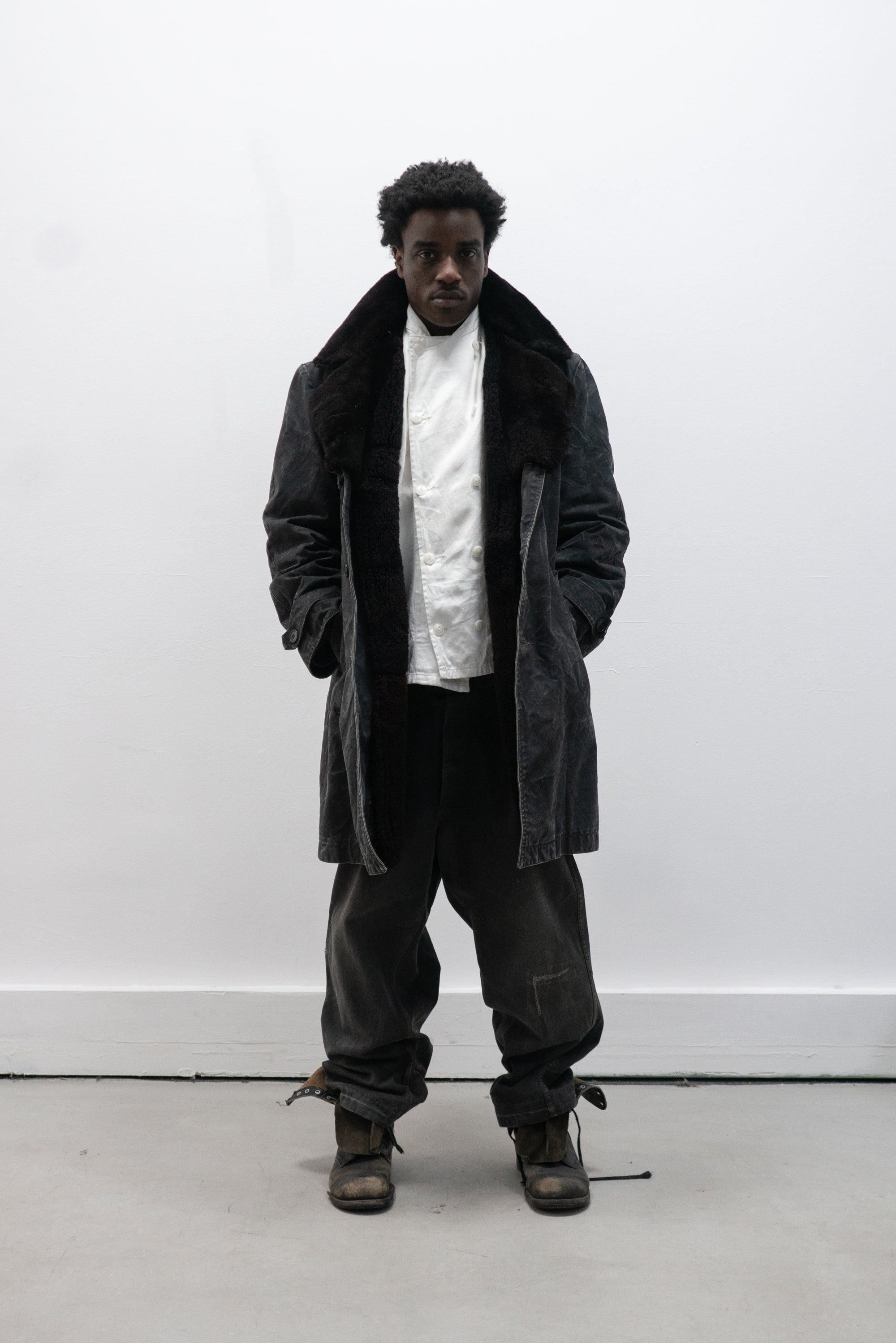 1960s ussr shearling lined canvas coat