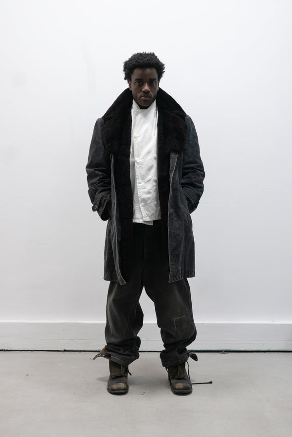 1960s ussr shearling lined canvas coat