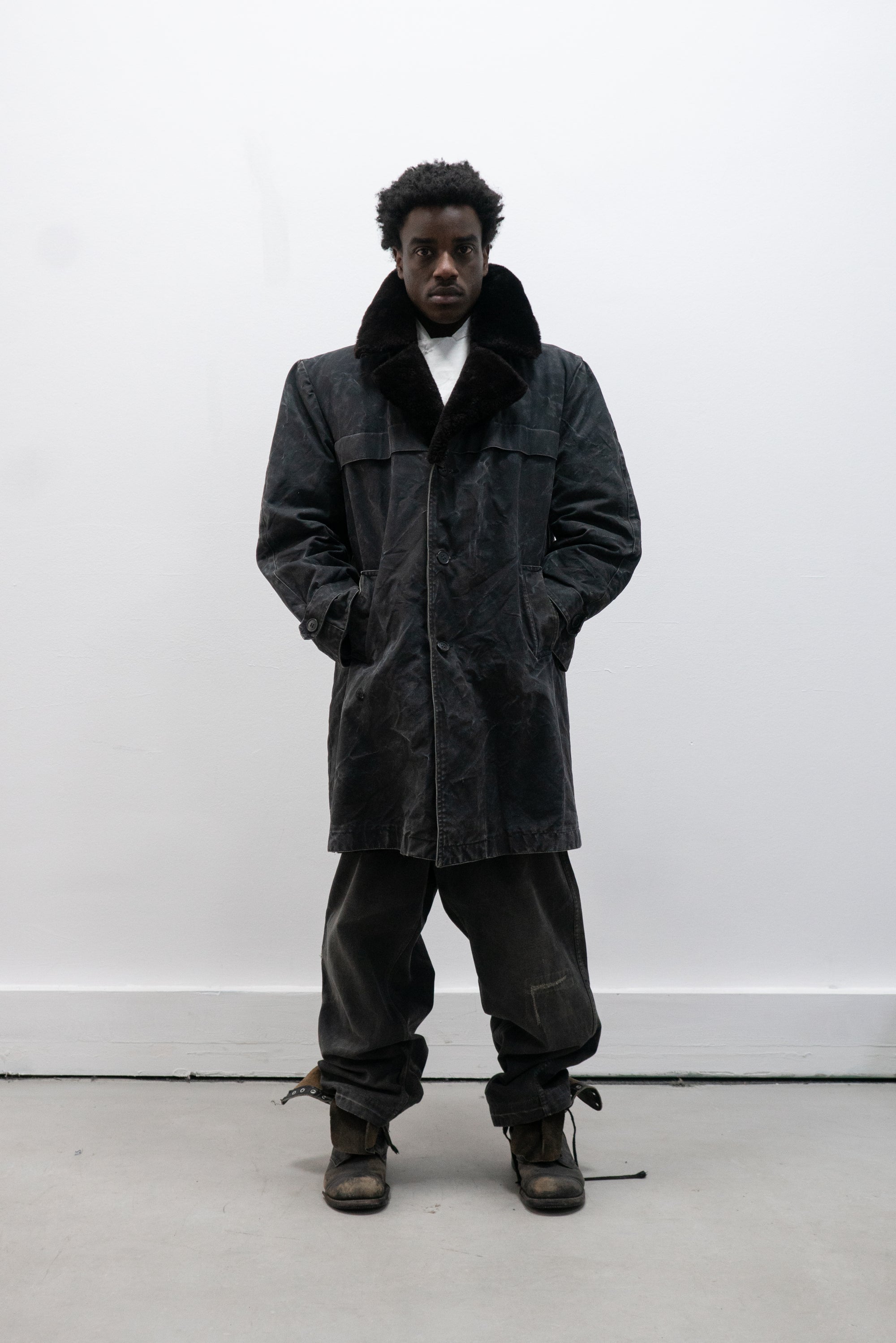 1960s ussr shearling lined canvas coat