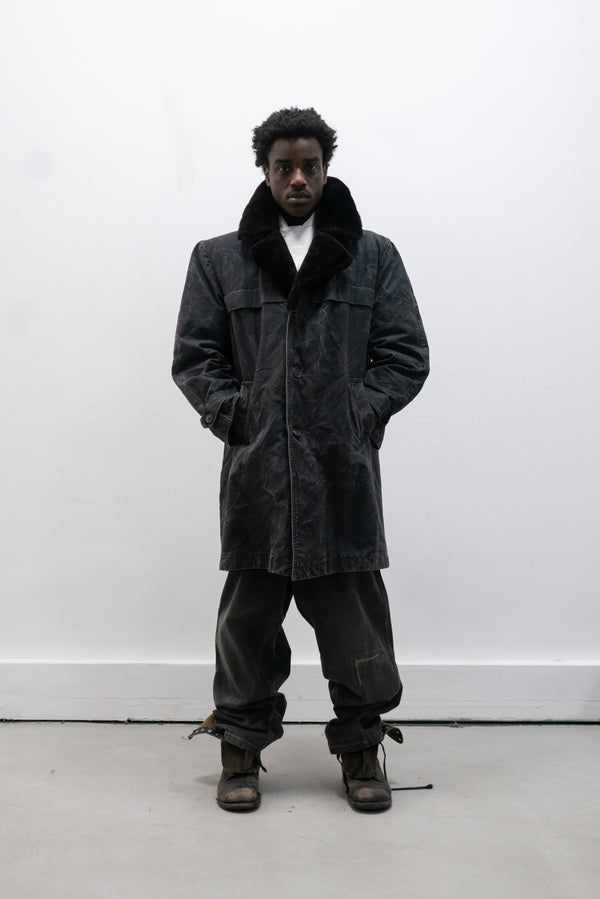 1960s ussr shearling lined canvas coat