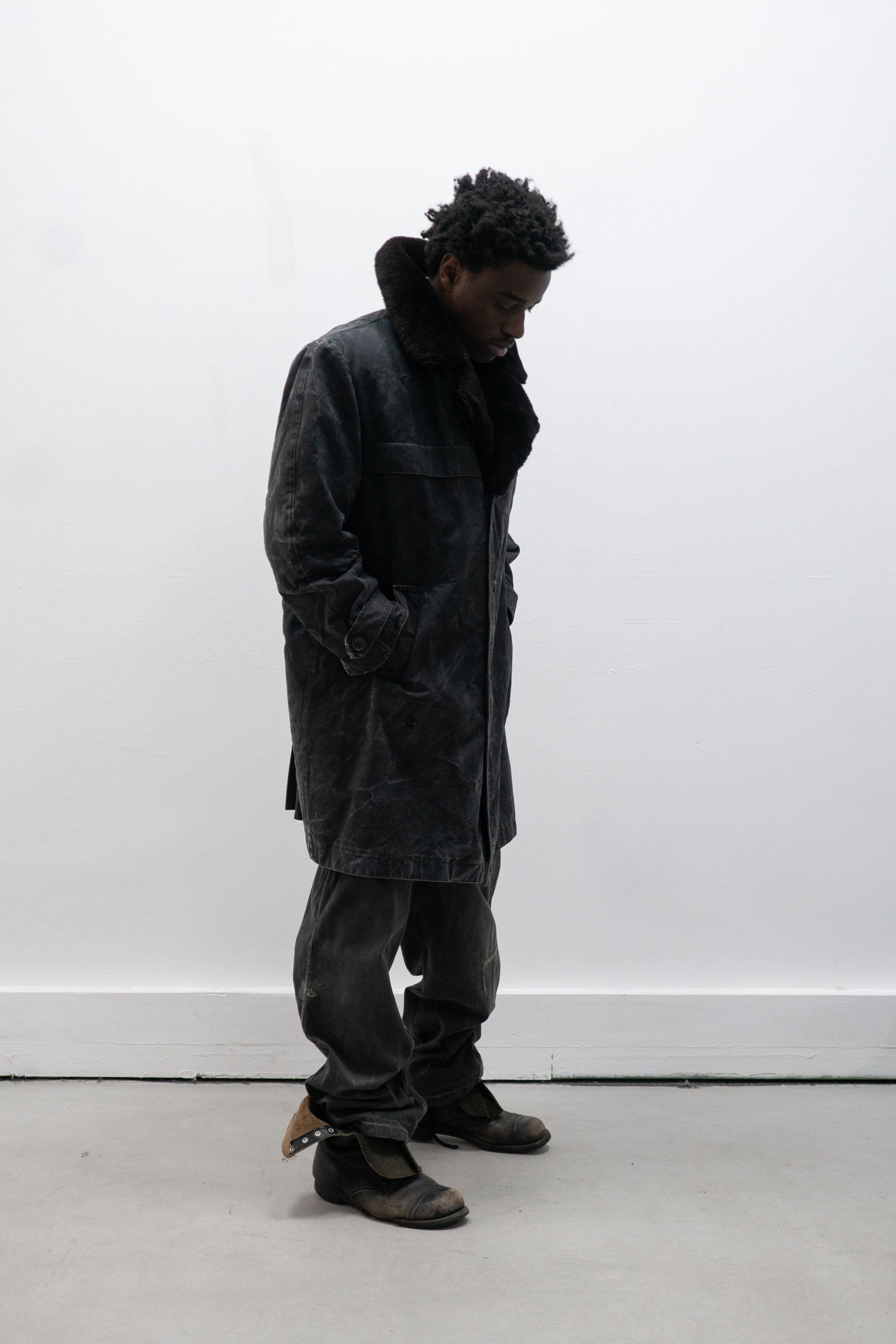 1960s ussr shearling lined canvas coat