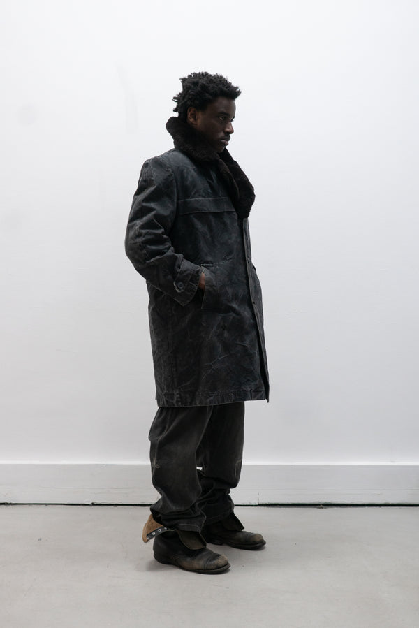 1960s ussr shearling lined canvas coat