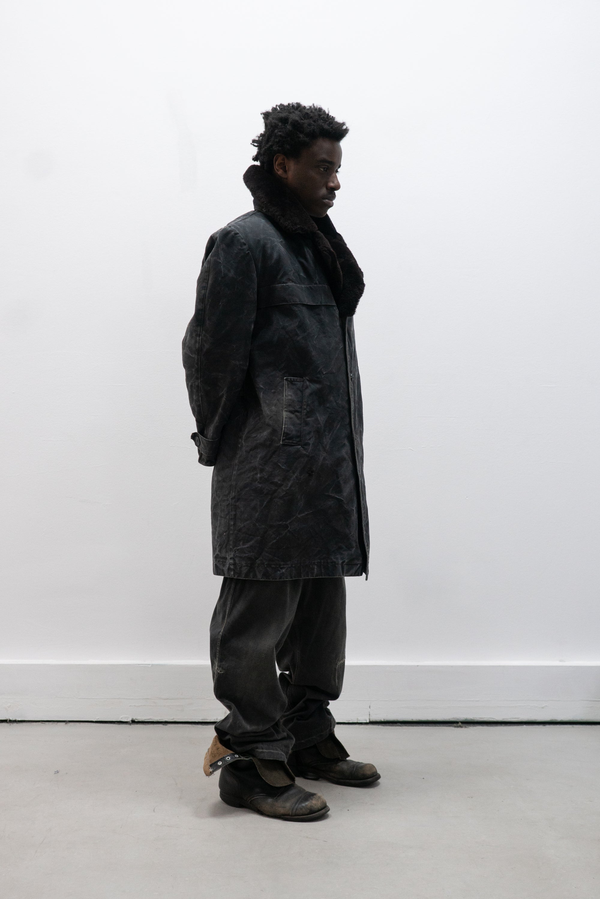 1960s ussr shearling lined canvas coat