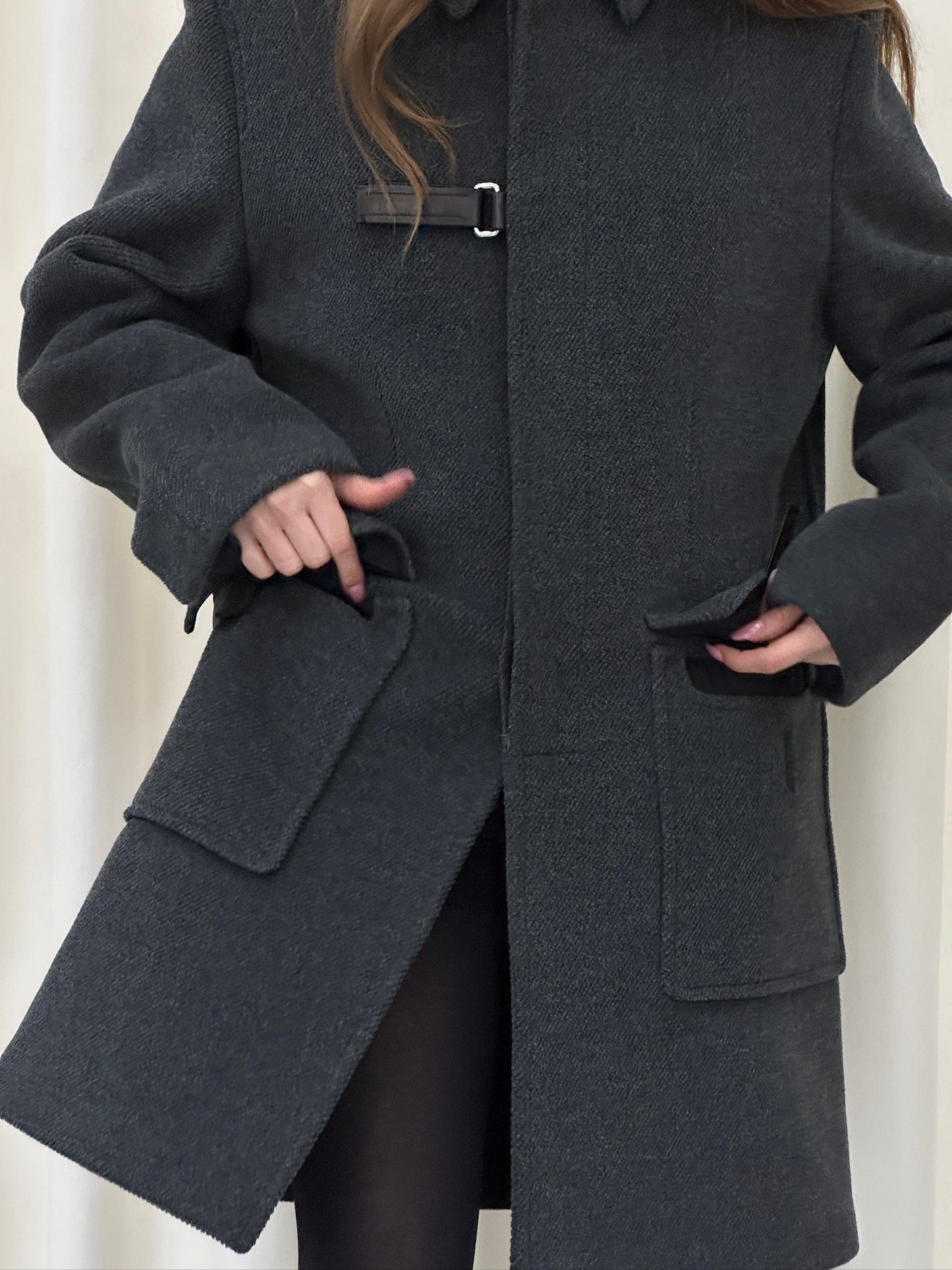 Prada AW99 Wool Coat with Leather Tabs