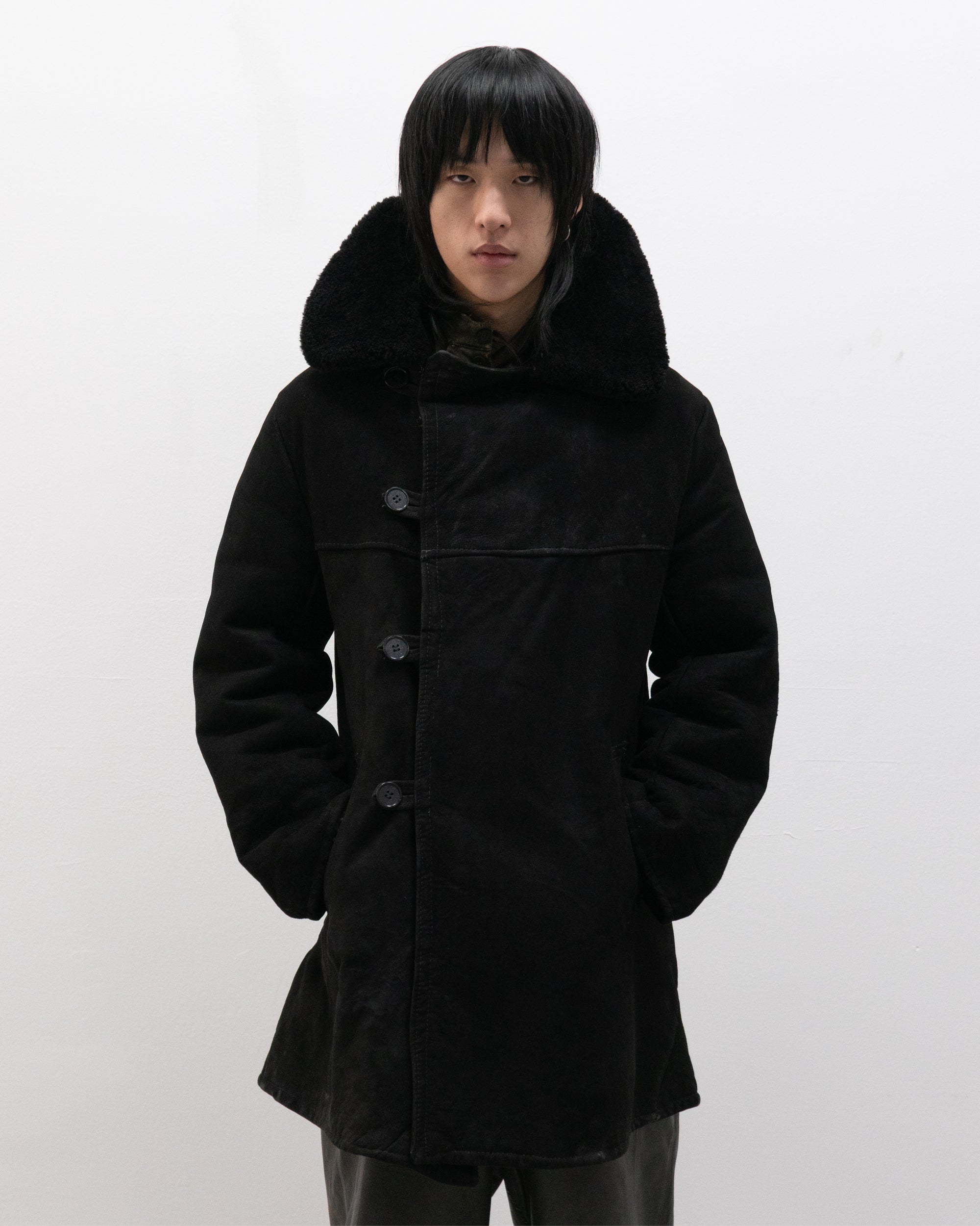 1960s ussr fur lined officers leather coat