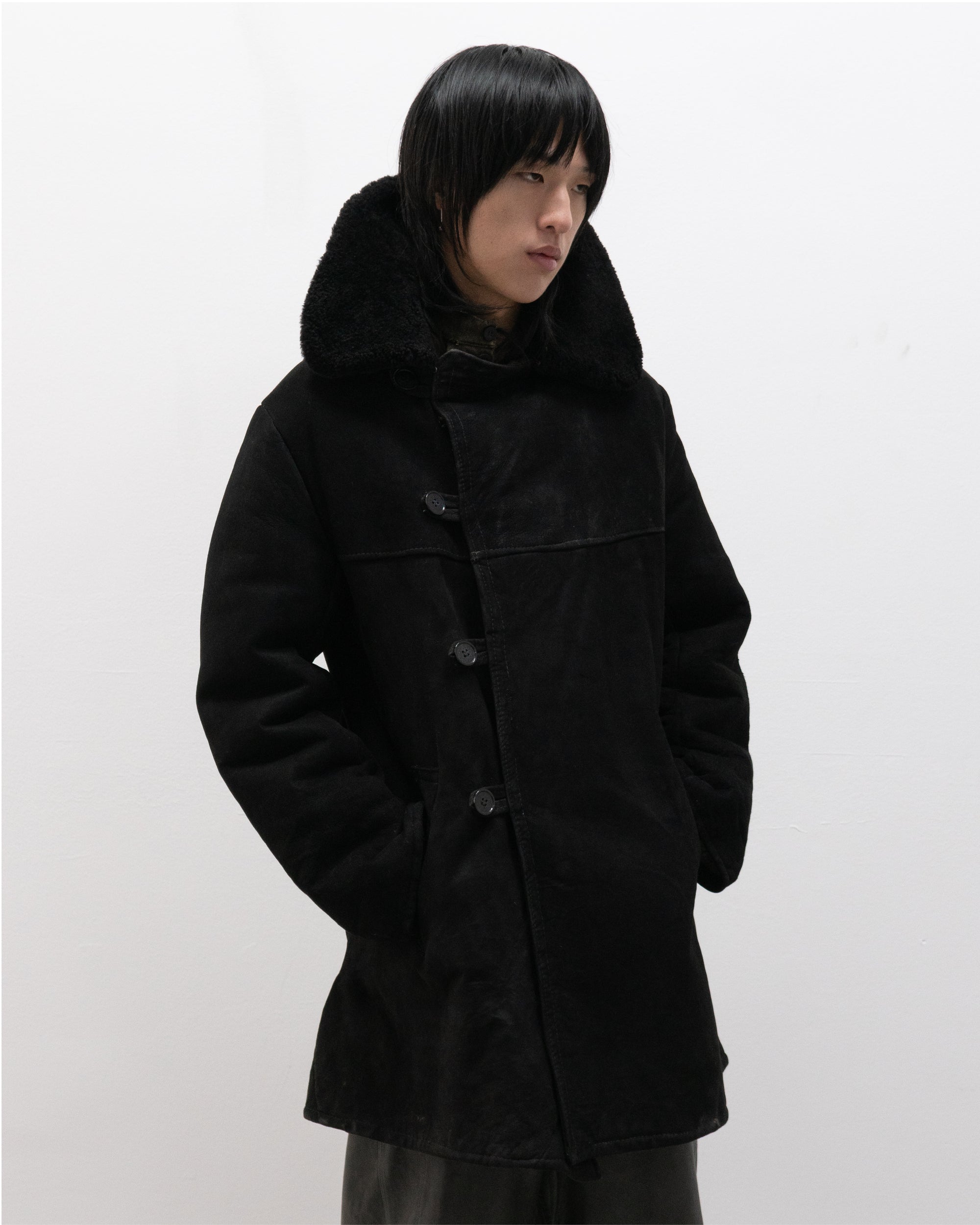 1960s ussr fur lined officers leather coat