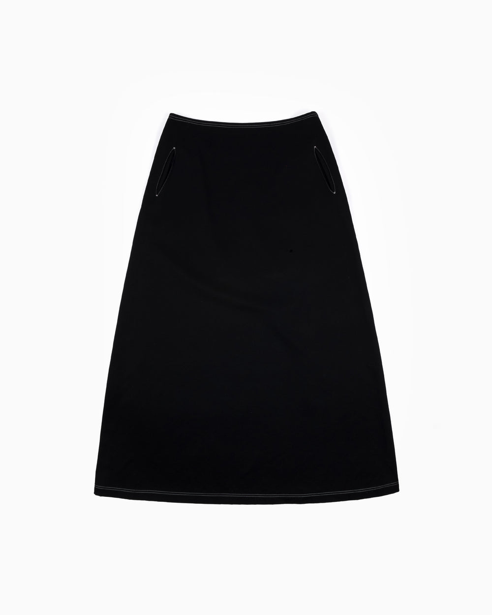 Yohji Yamamoto Contrast Stitch Wool Midi Skirt