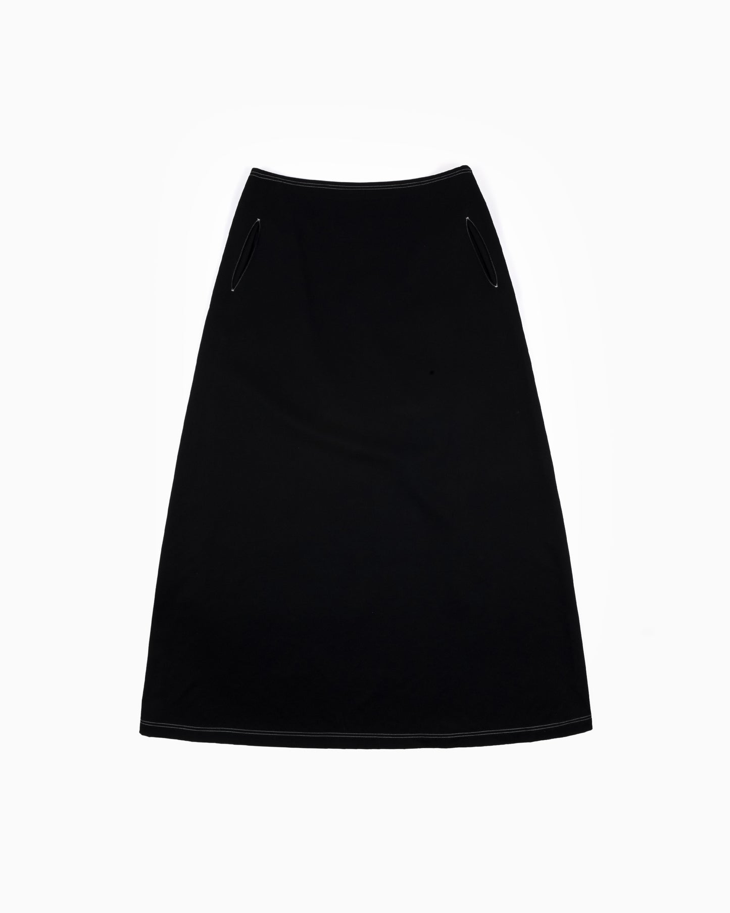 Yohji Yamamoto Contrast Stitch Wool Midi Skirt