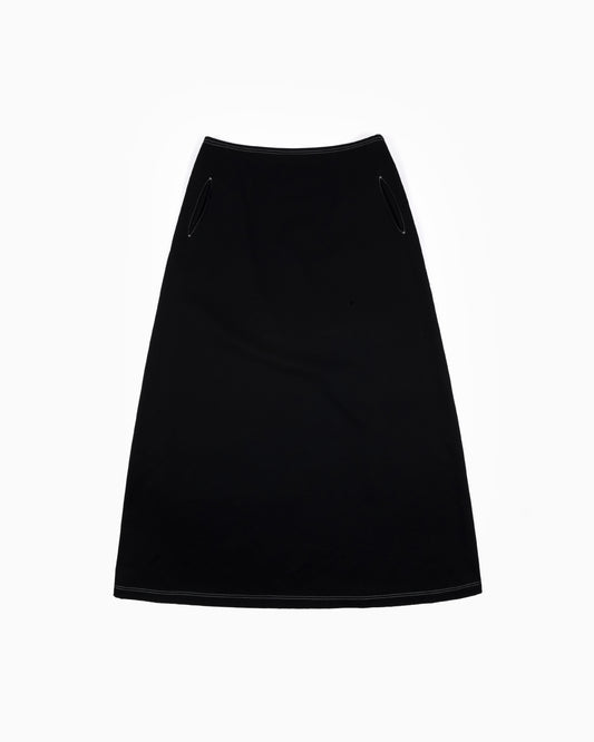 Yohji Yamamoto Contrast Stitch Wool Midi Skirt