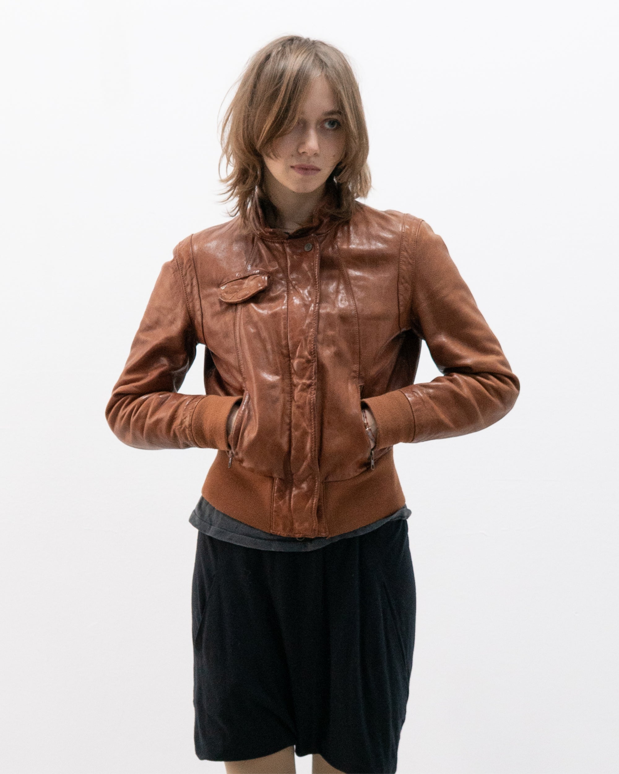 armani leather bomber