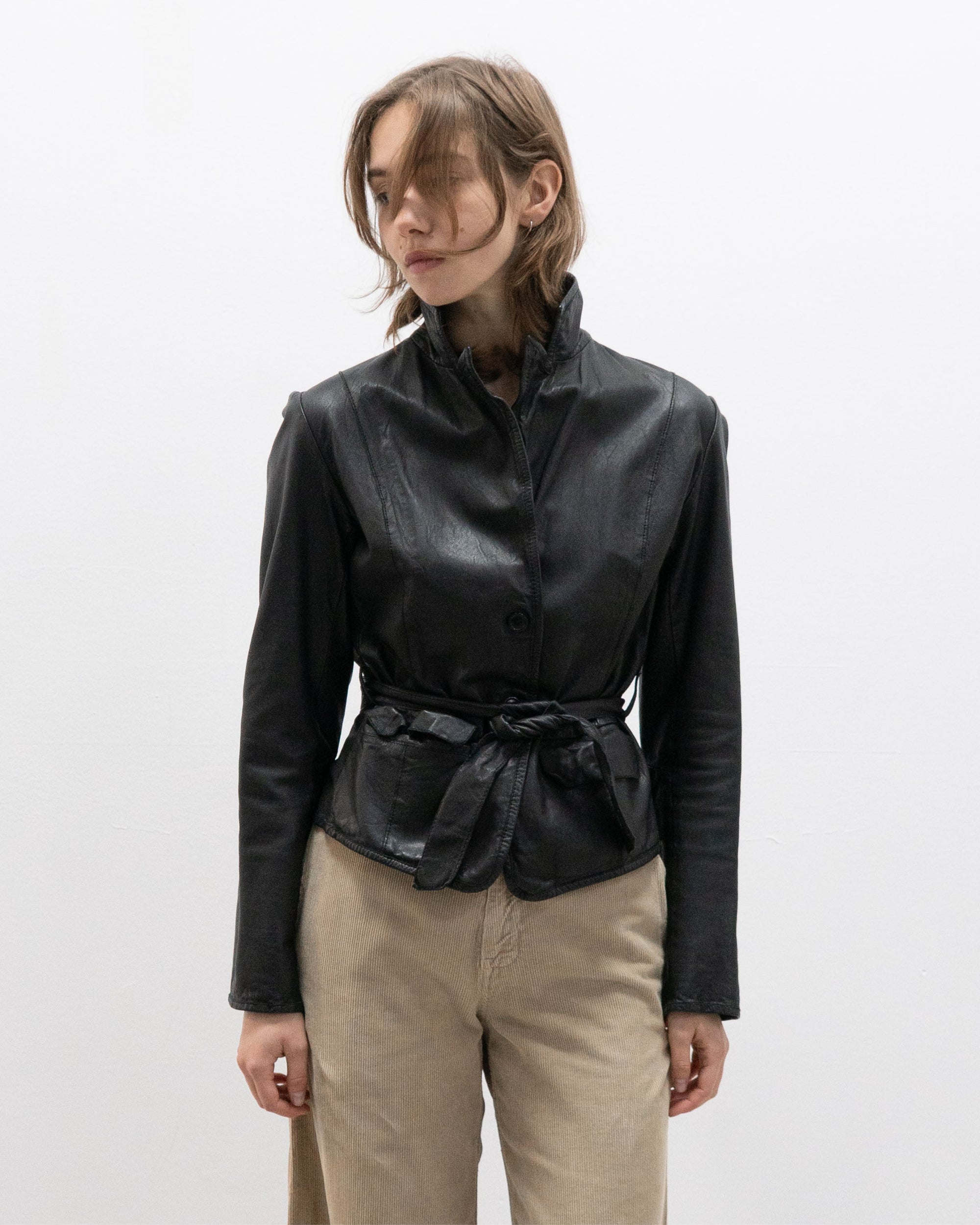 collection privee? belted leather blazer