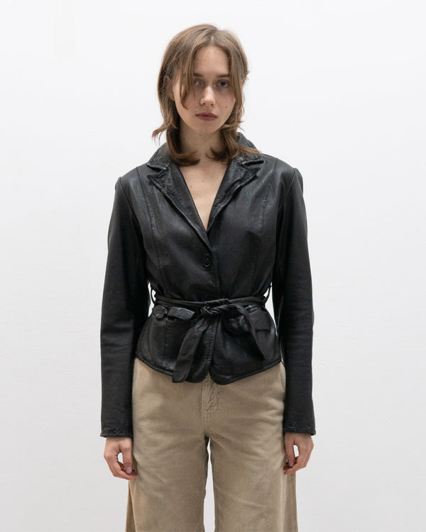 collection privee? belted leather blazer
