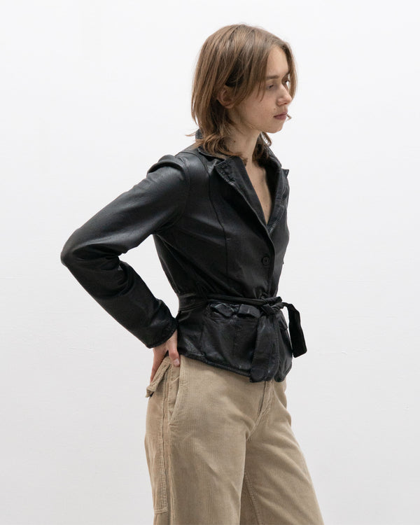 collection privee? belted leather blazer