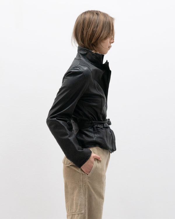 collection privee? belted leather blazer