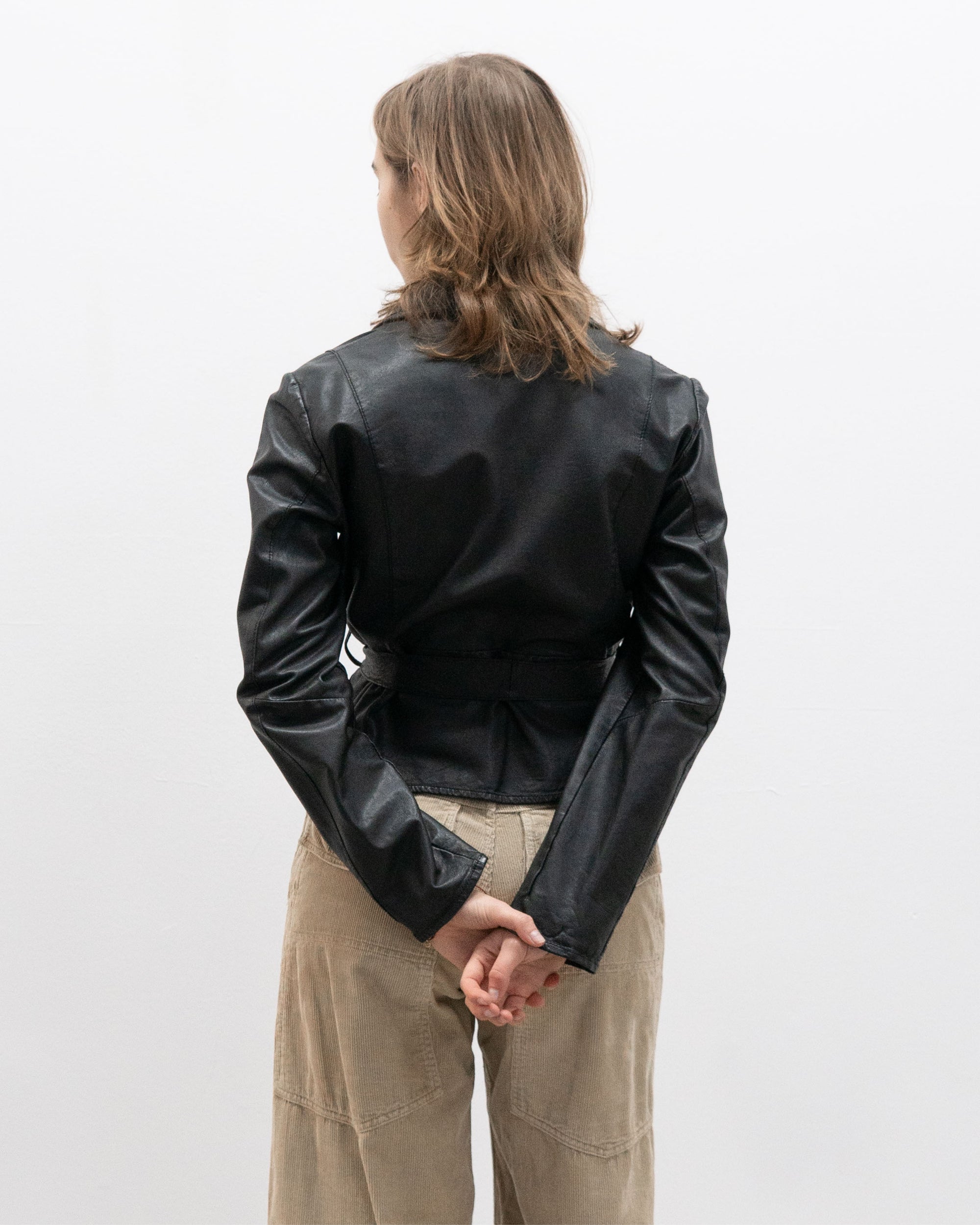 collection privee? belted leather blazer