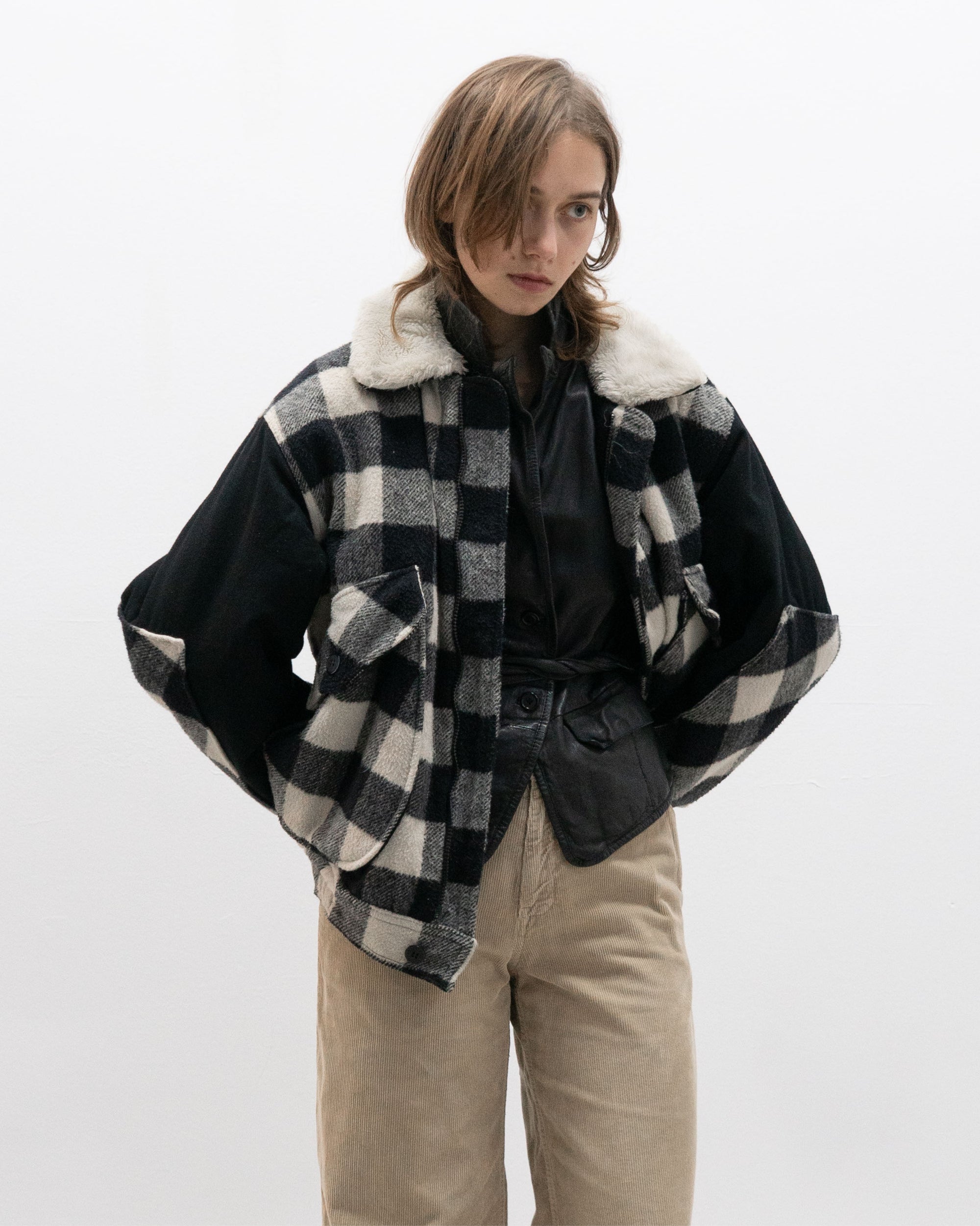 1990s Faux Shearling Lined Wool Bomber Jacket