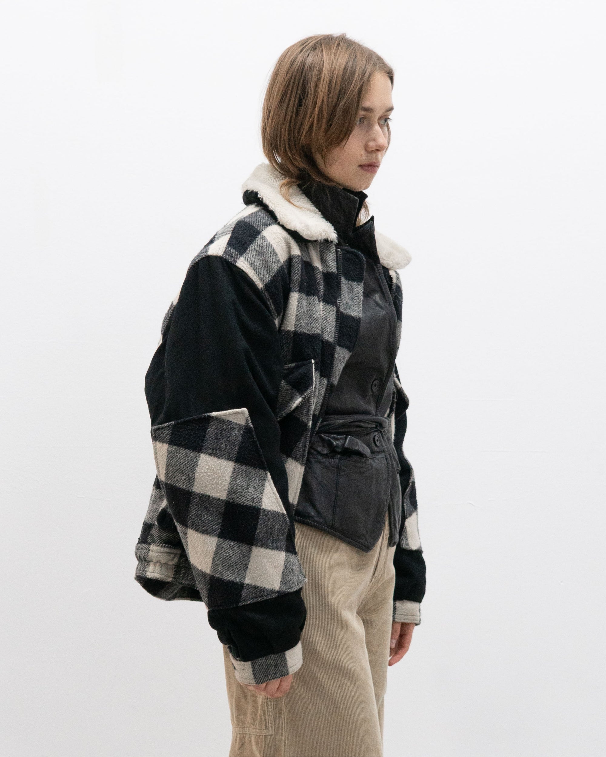 1990s Faux Shearling Lined Wool Bomber Jacket