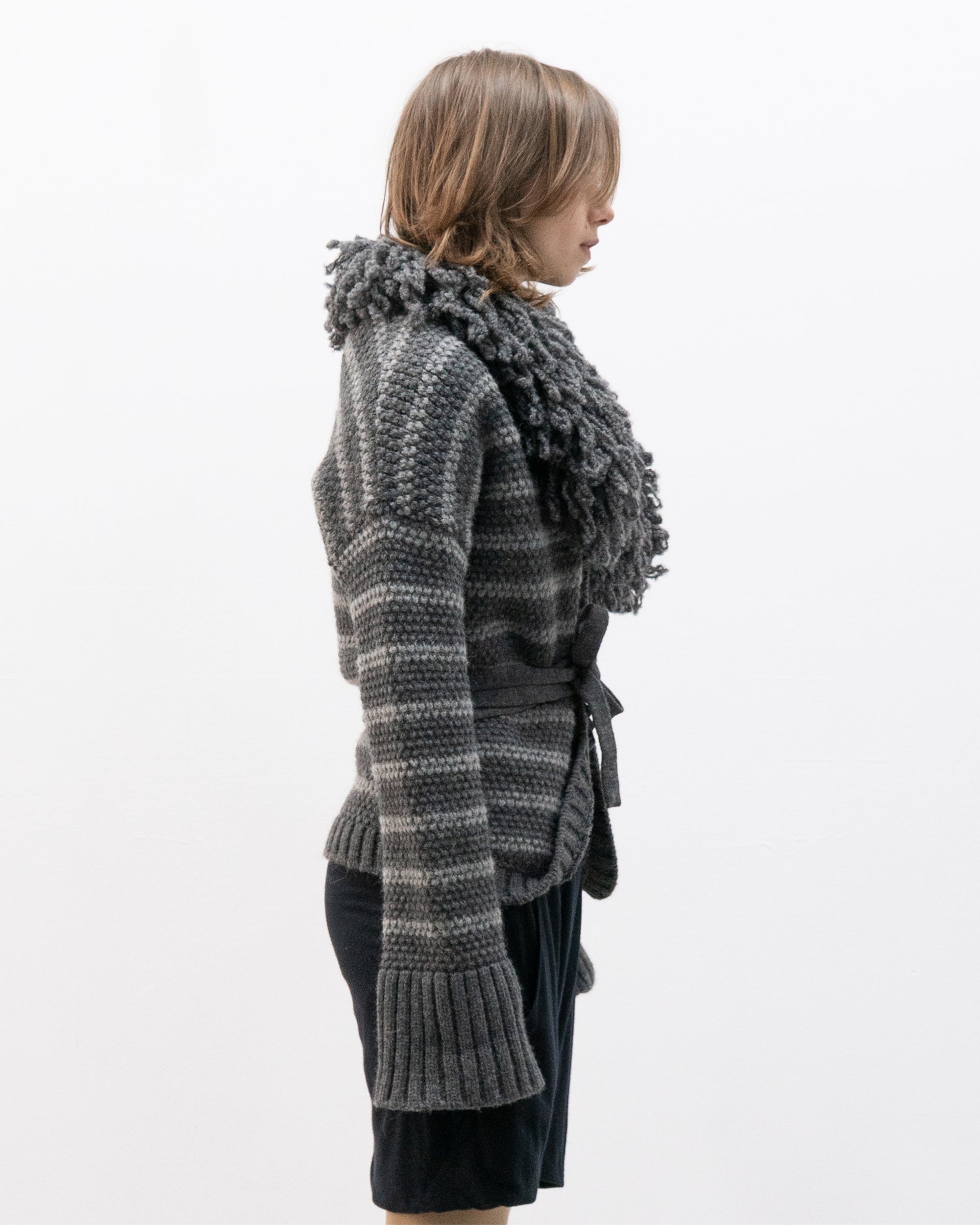 italian faux fur collar cardigan