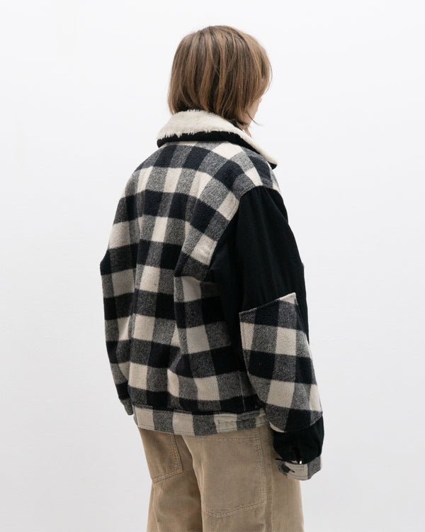 1990s Faux Shearling Lined Wool Bomber Jacket