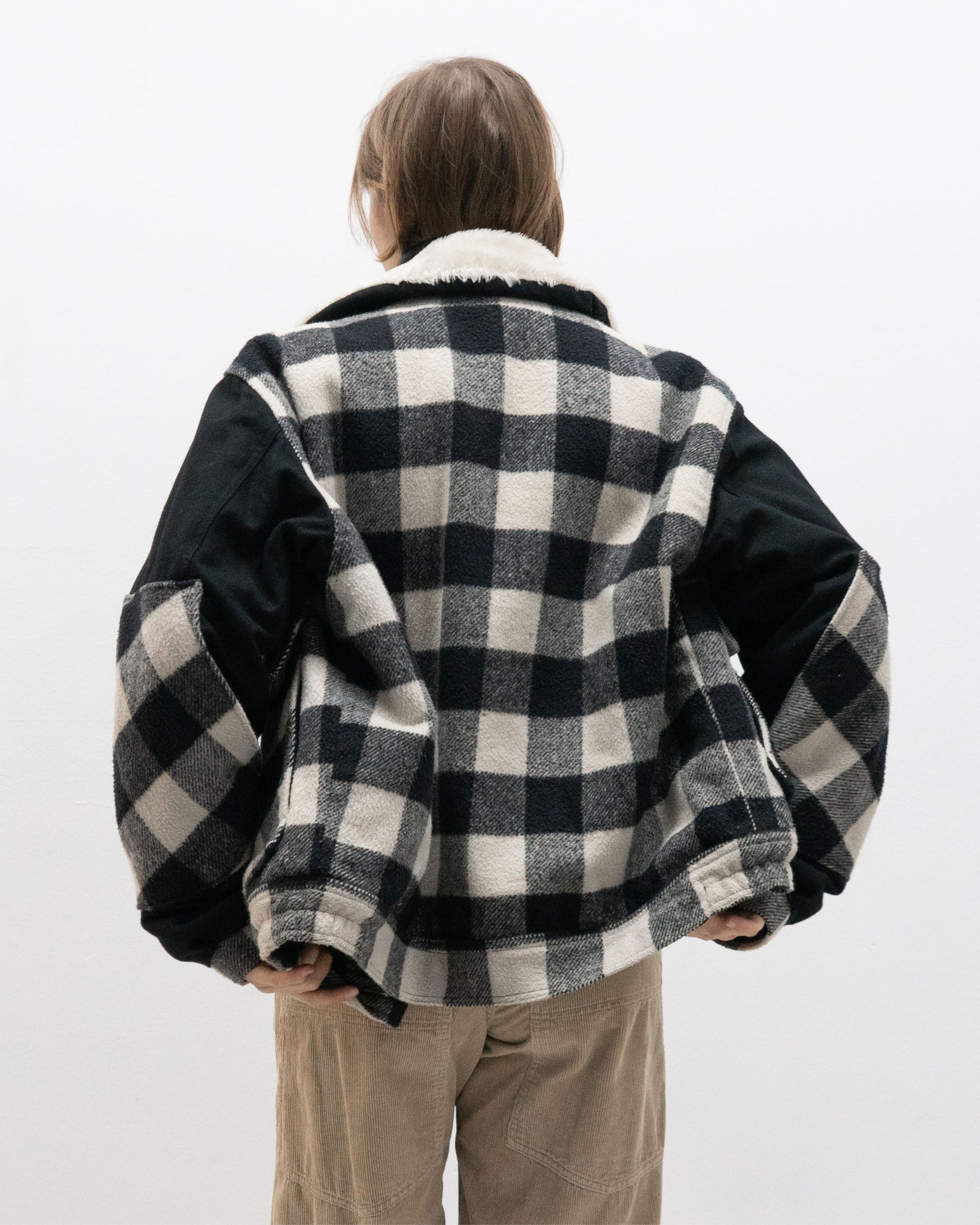 1990s Faux Shearling Lined Wool Bomber Jacket