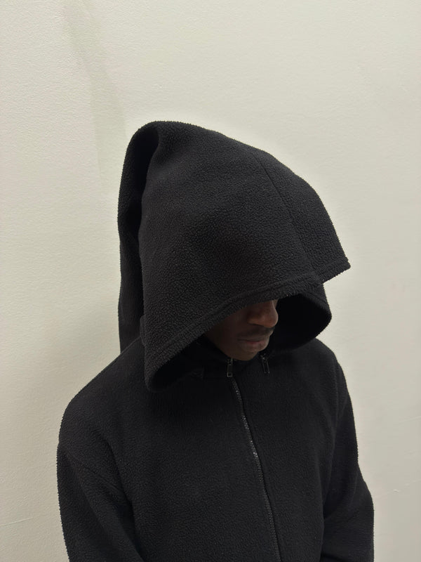 fleece jacket with pointed hood